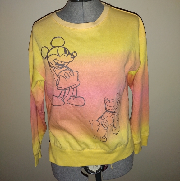 Mickey Mouse Orange Ombré Sweatshirt, Disney Mickey Ombre Tie Dye Sweatshirt - Picture 7 of 11